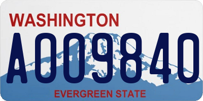 WA license plate AOO9840