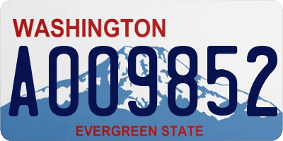 WA license plate AOO9852