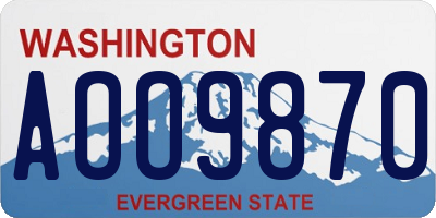 WA license plate AOO9870