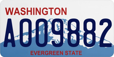 WA license plate AOO9882