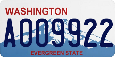 WA license plate AOO9922