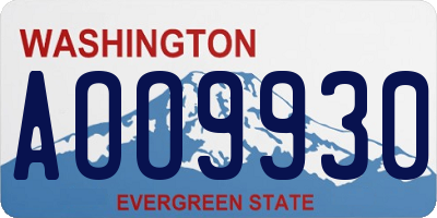 WA license plate AOO9930