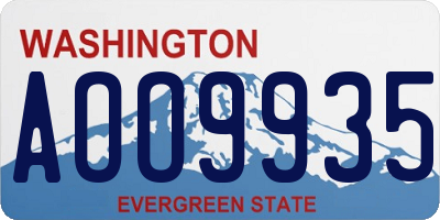 WA license plate AOO9935
