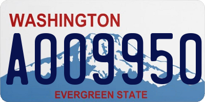 WA license plate AOO9950