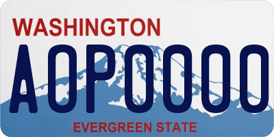 WA license plate AOP0000