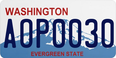 WA license plate AOP0030