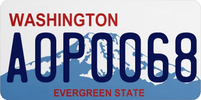 WA license plate AOP0068