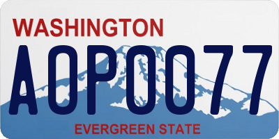 WA license plate AOP0077