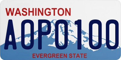 WA license plate AOP0100