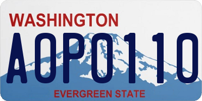 WA license plate AOP0110