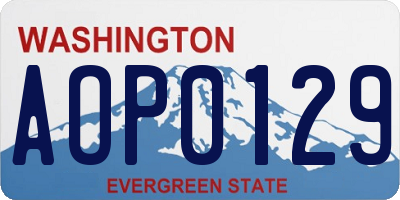 WA license plate AOP0129