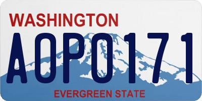 WA license plate AOP0171