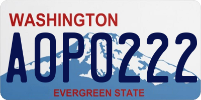 WA license plate AOP0222