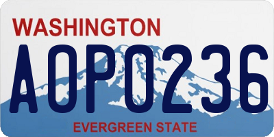 WA license plate AOP0236