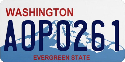 WA license plate AOP0261