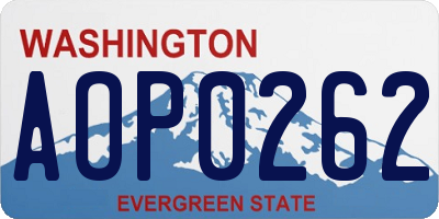 WA license plate AOP0262