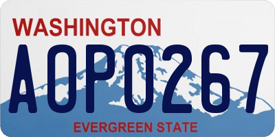 WA license plate AOP0267