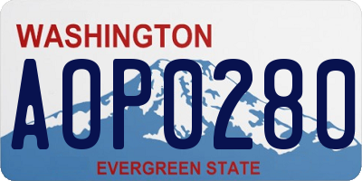 WA license plate AOP0280