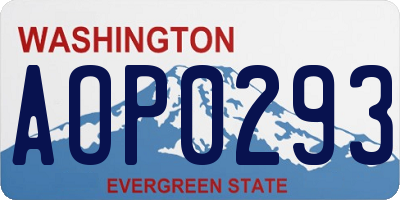WA license plate AOP0293
