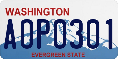 WA license plate AOP0301