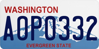 WA license plate AOP0332