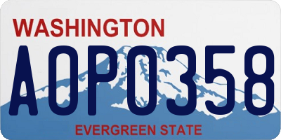 WA license plate AOP0358