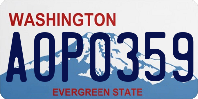 WA license plate AOP0359