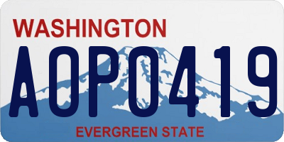 WA license plate AOP0419