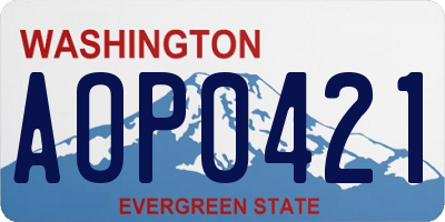 WA license plate AOP0421