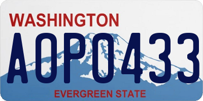 WA license plate AOP0433