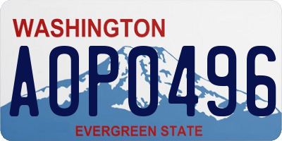 WA license plate AOP0496