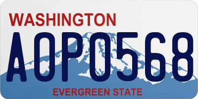WA license plate AOP0568