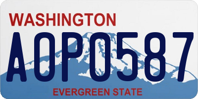WA license plate AOP0587