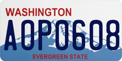 WA license plate AOP0608
