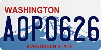 WA license plate AOP0626