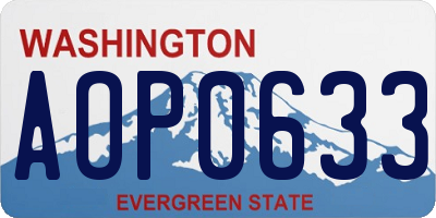WA license plate AOP0633