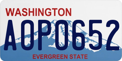 WA license plate AOP0652
