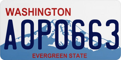 WA license plate AOP0663