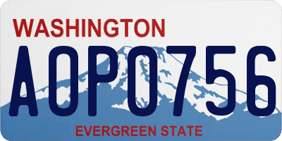 WA license plate AOP0756