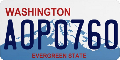 WA license plate AOP0760