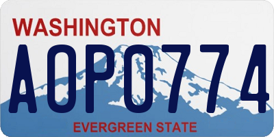 WA license plate AOP0774