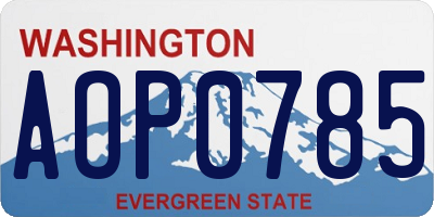 WA license plate AOP0785