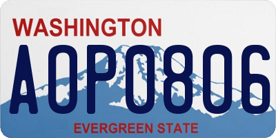 WA license plate AOP0806