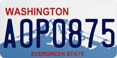 WA license plate AOP0875
