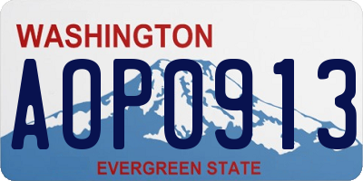 WA license plate AOP0913