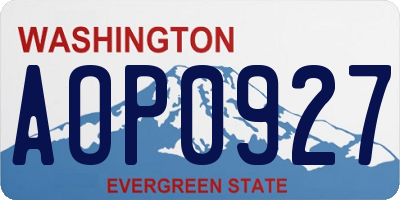 WA license plate AOP0927