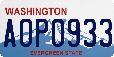 WA license plate AOP0933