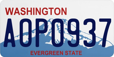 WA license plate AOP0937