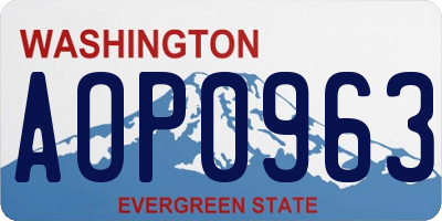 WA license plate AOP0963