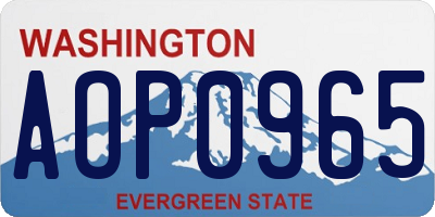 WA license plate AOP0965